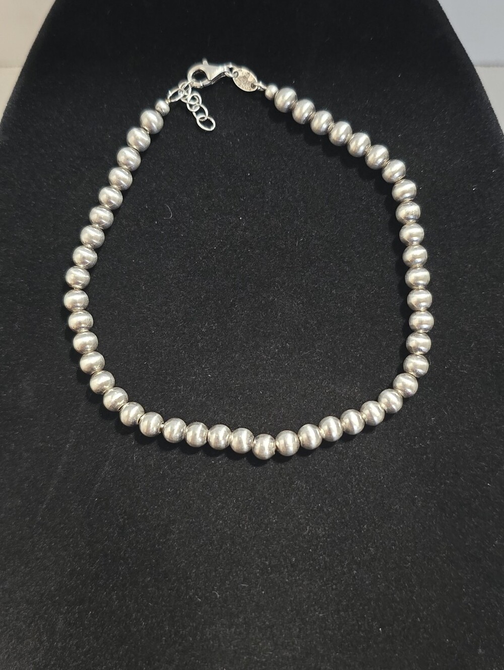 Vintage 'Dyadema' Sterling Silver Adjustable Ball Bead Anklet 10 Inch